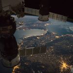 Nighttime view of the Strait of Gibraltar