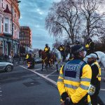 police officers on street in city